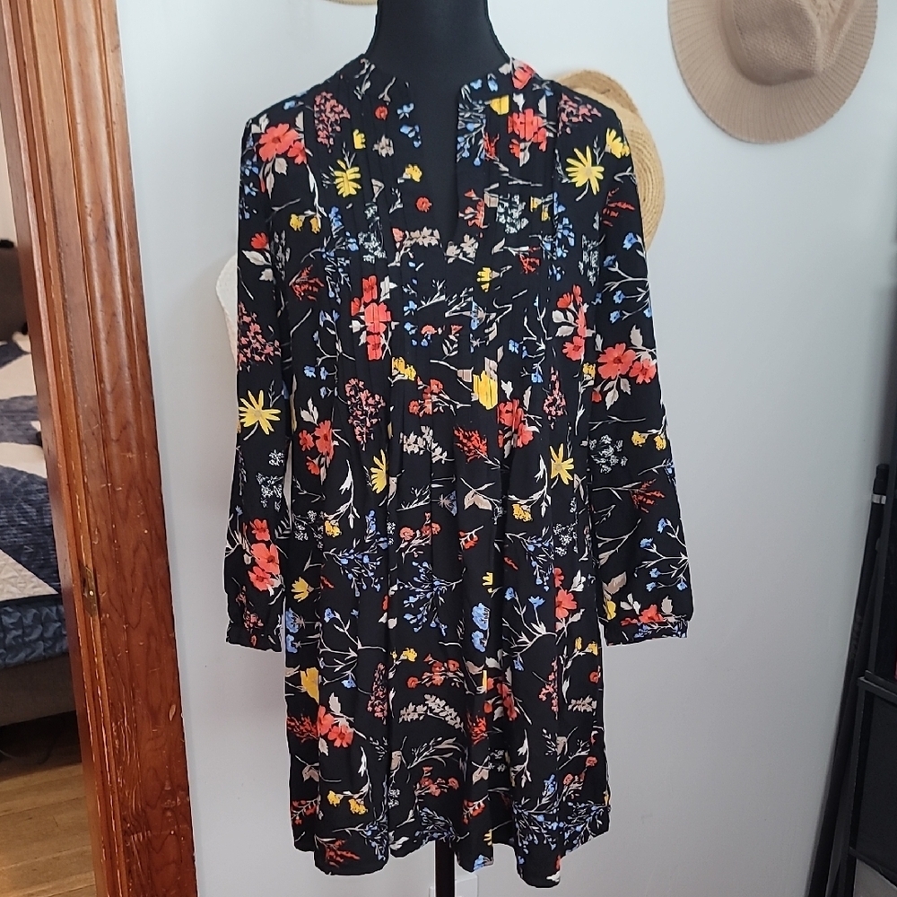 Old Navy Black Dress with Colorful Floral Print
